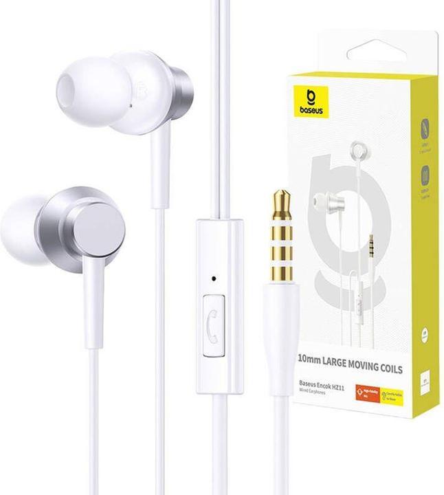 Actual product image Baseus Encok HZ11 headphones - white (No noise cancellation, Cable)