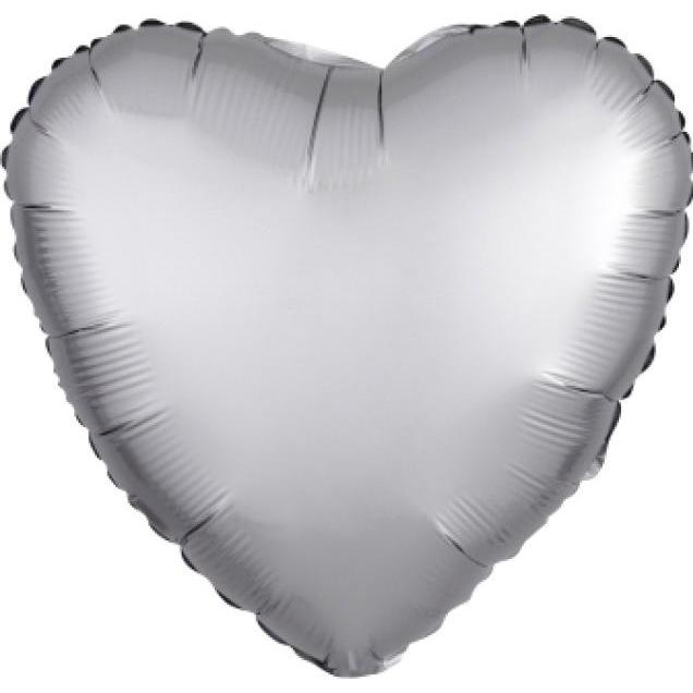 Amscan Folienballon Herz Silber Seidenglanz