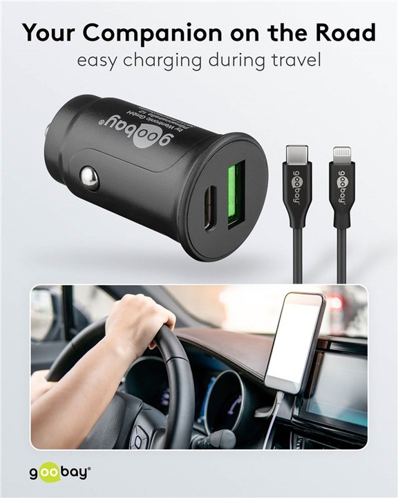 Produktbild Goobay Dual-USB Auto-Schnellladeset USB-C 27 W