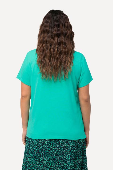 Actual product image Ulla Popken Palm Embroidered Short Sleeve Tee (50, 52)