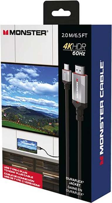 Actual product image Monster Cable USB C Vers HDMI Essentials UHD 4k Hdr 60hz 2m (2 m, HDMI)