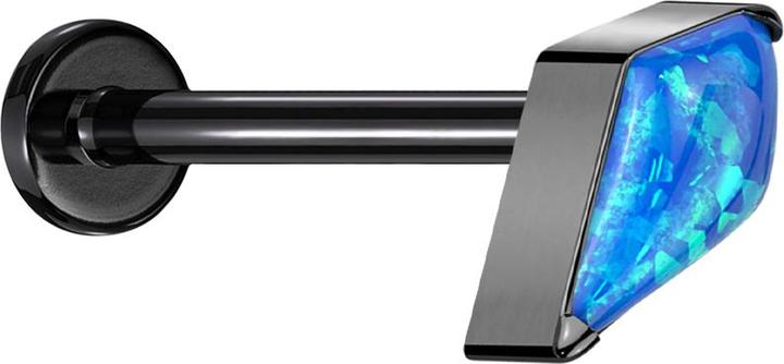 Produktbild Star Piercing Micro Threadless Labret schwarz Diamant schwarz mit Opal blau (Titan G23, ohne Messing)