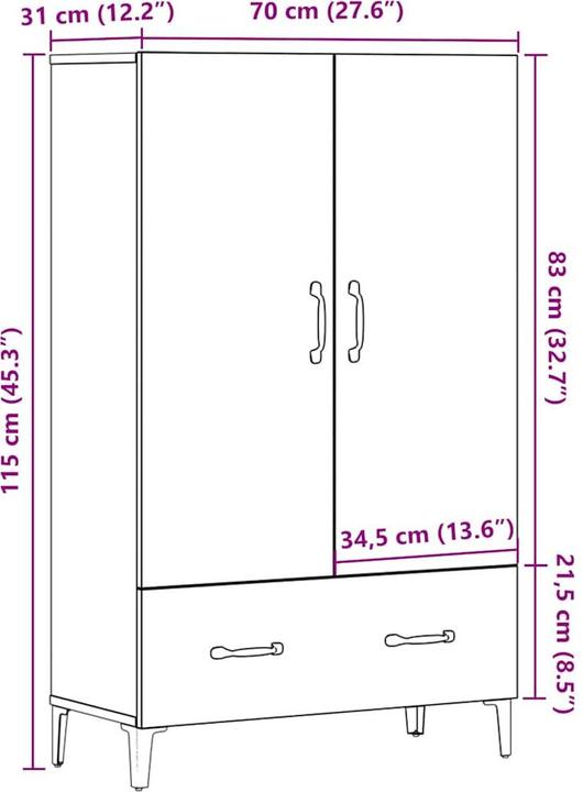 Produktbild vidaXL Highboard (70 x 31 x 115 cm)