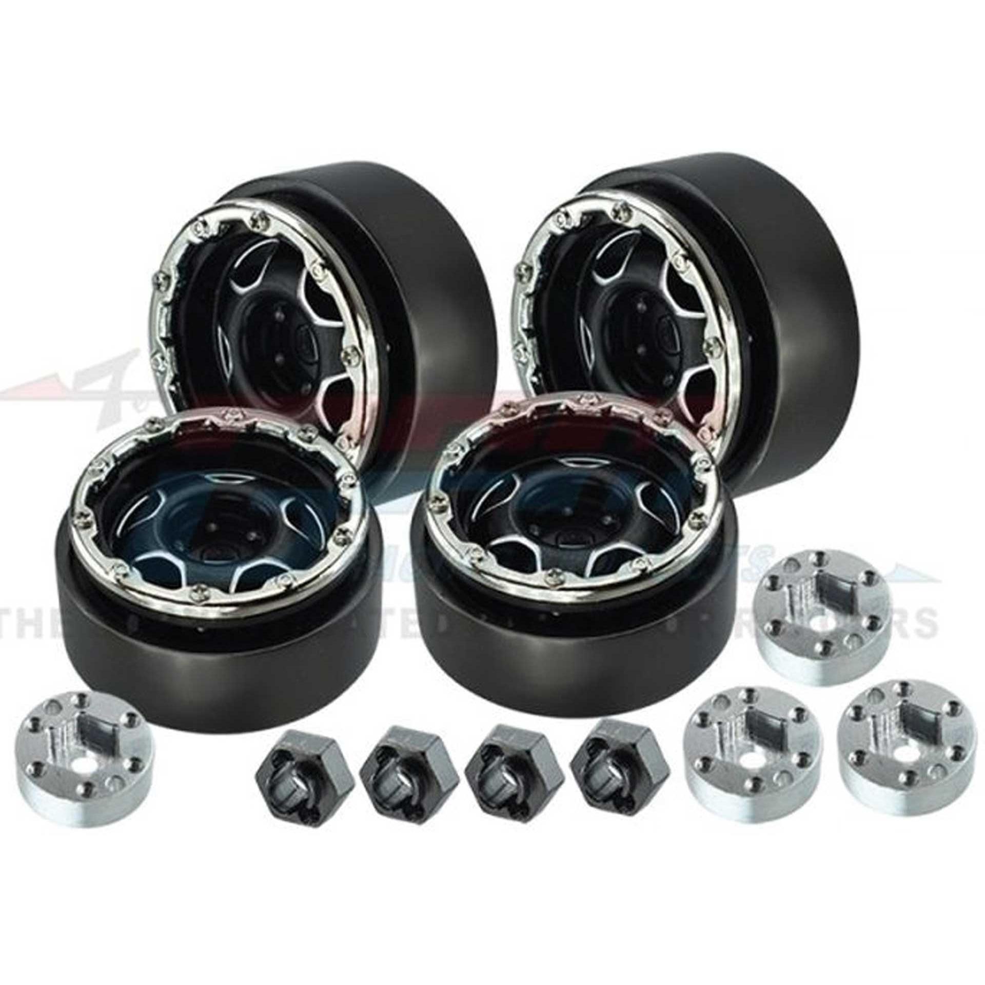 GPM SET DI CERCHI BEADLOCK IN ALLUMINIO 1.0 STELLE (1 SET/4 PEZZI) NERO TRX-4M, SCX24