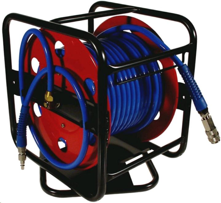 8x12 mm mit PURSchlauch, Schlauchrolle Druckluft drehbar30 m, inkl. Kupplung CEJN eSafe 210-015 und Nippel ARO 200-240 203-036