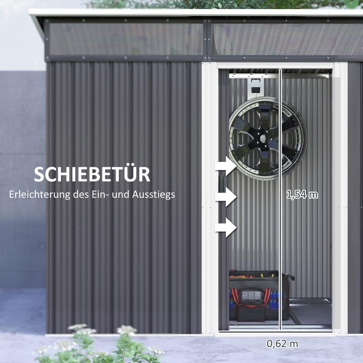 Actual product image Outsunny Gerätehaus Stahl Dunkelgrau