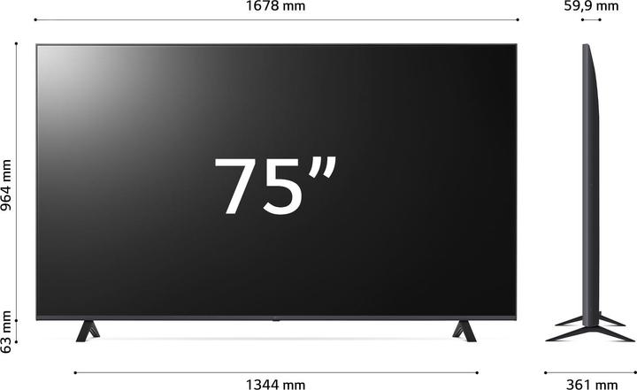 Produktbild LG UHD 75" UR78 Serie 75UR78006LK, 4K TV, 3 HDMI, SMART TV 2023 (75", LED, 4K, 2023)