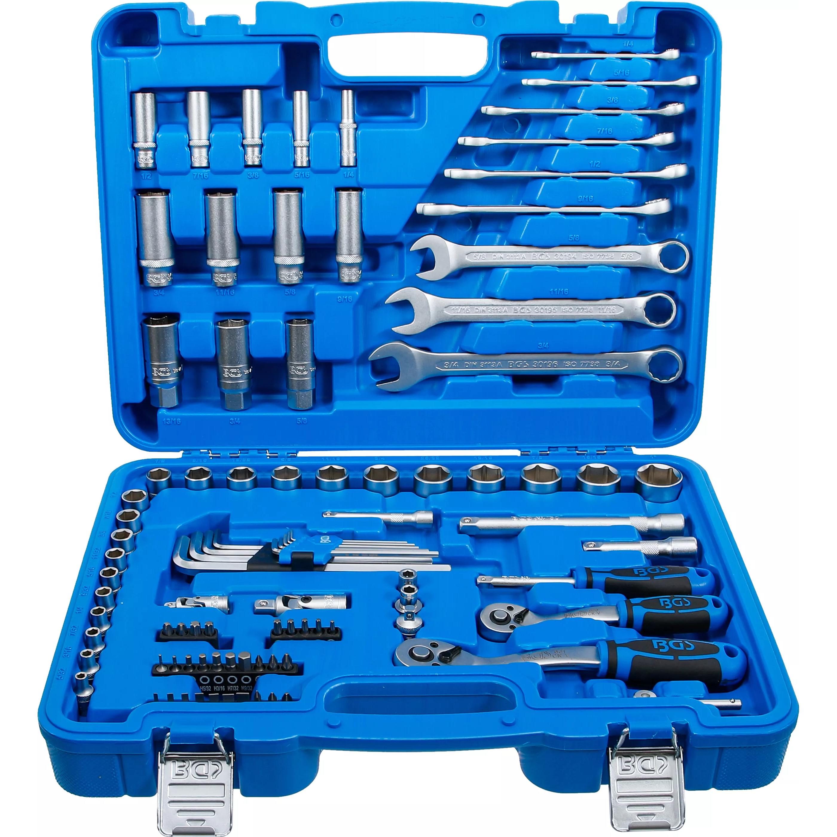 BGS, Chiave a bussola + esagonale, 2299 Set di chiavi a bussola esagonali - 92 pezzi, attacco 1/4 e 3/8 di pollice (1/4")
