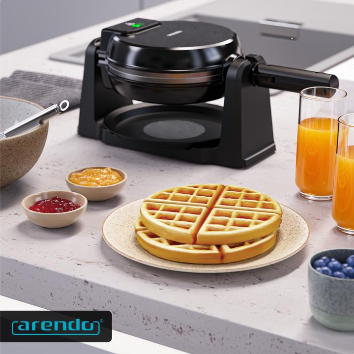 Produktbild Arendo Waffeleisen für Waffel mit 17cm Ø, automatische Bräunung, 1000 W, drehbar, Antihaftbeschichtet