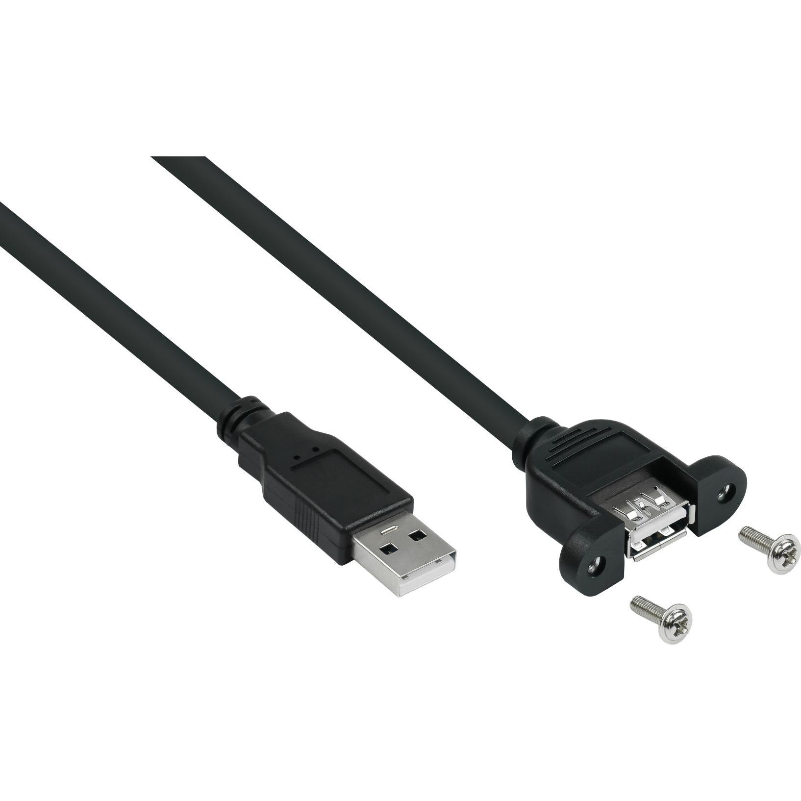 Good Connections Kabelmeister USB 2.0 an USB-A Buchse CU 2m schwarz (2 m, USB 2.0), USB Kabel