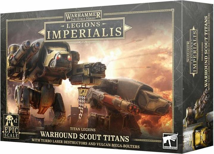 Immagine prodotto Games Workshop Legions Imperialis: Titani scout Warhound con distruttori Turbo-Laser e Mega-Bolter Vulcaniani (Materiale sintetico)