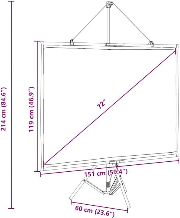 Actual product image vidaXL Projector screen with tripod 72 inch 4:3 projection screen Screen (72", 4:3)