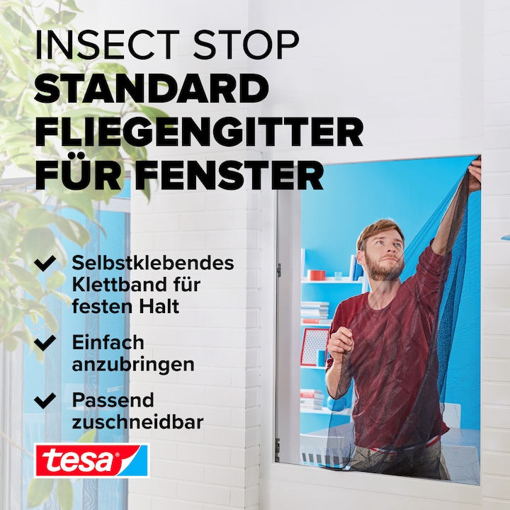 Actual product image tesa Insect screen STANDARD for windows, with Velcro tape, without drilling (100 x 100 cm)