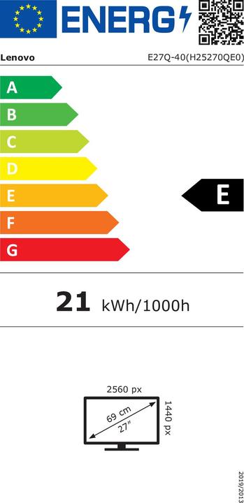Energy Label Lenovo ThinkVision E27Q-40 (2560 x 1440 pixels, 27")