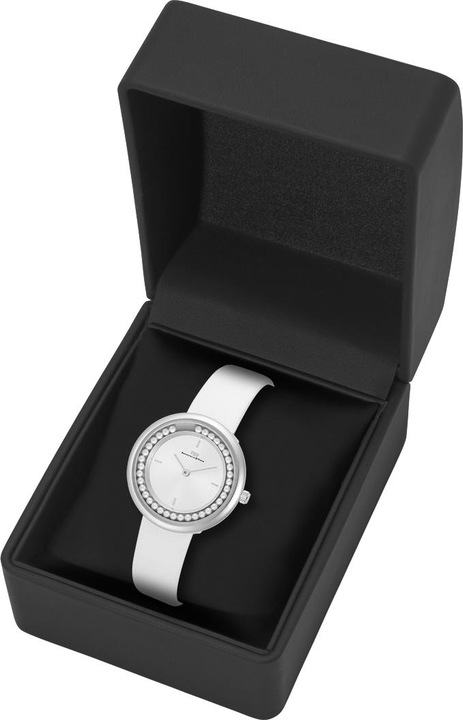 Immagine prodotto Orologio al quarzo da donna perla in vera pelle bianca - 32220 (Orologio da polso analogico, 32 mm)