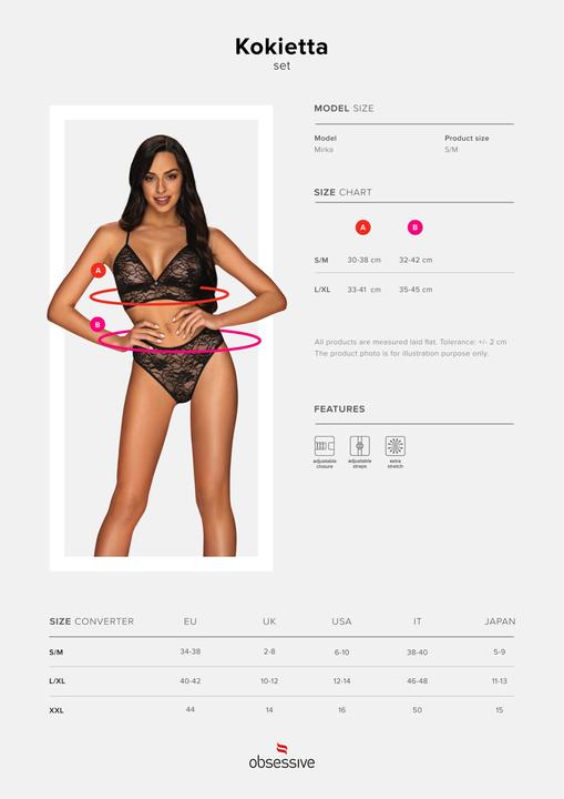Produktbild Obsessive Kokietta 2teiliges SpitzenBHSet Schwarz (L)