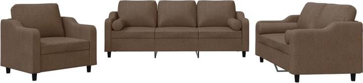 Actual product image VidaXL Sofa set Cushion Armchair Sofa Couch Design sofa 3-piece brown fabric (3-seater)