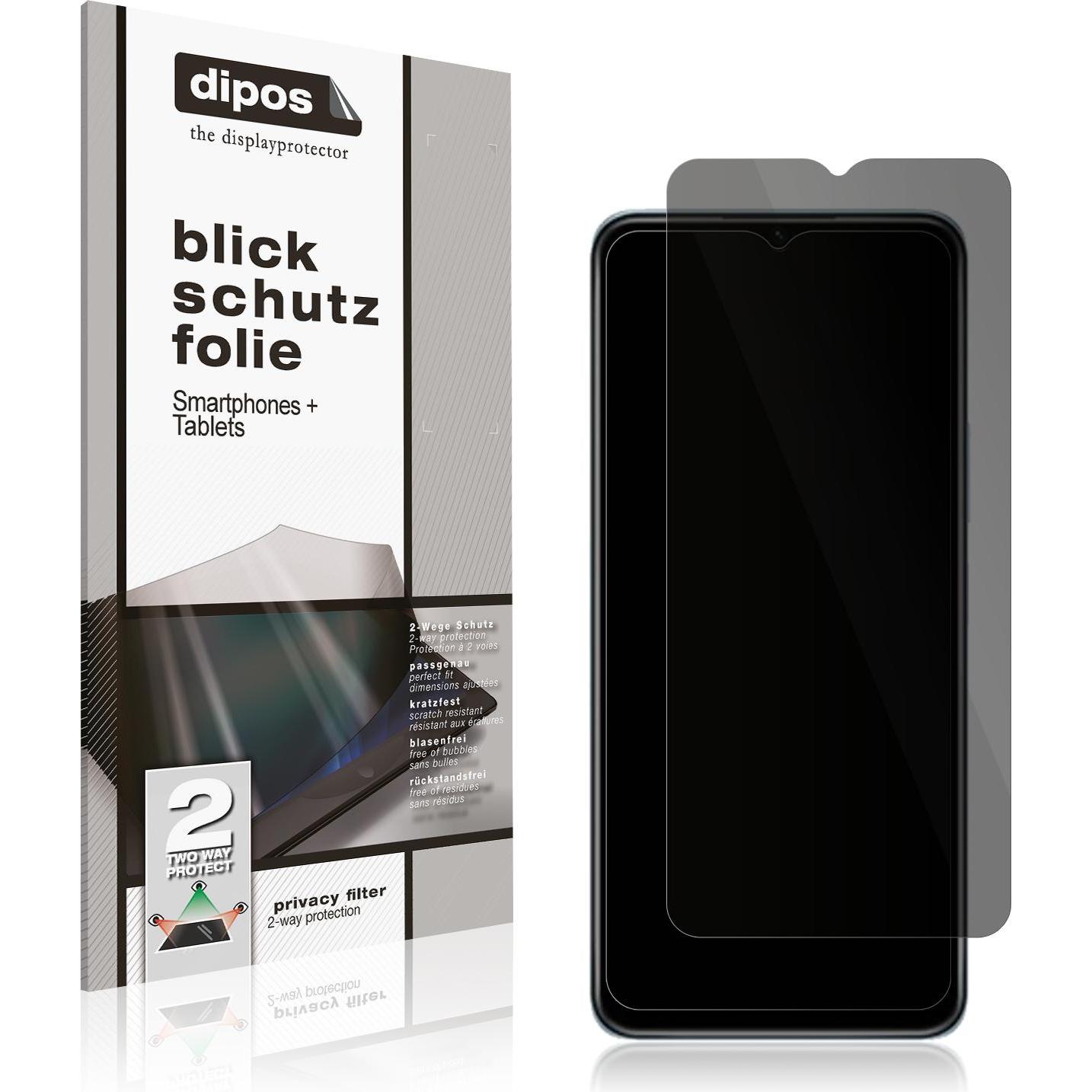 Dipos Blickschutzfolie 2-Way Anti-Shock (2 Stück, Vivo Y55s 5G), Smartphone Schutzfolie, Transparent