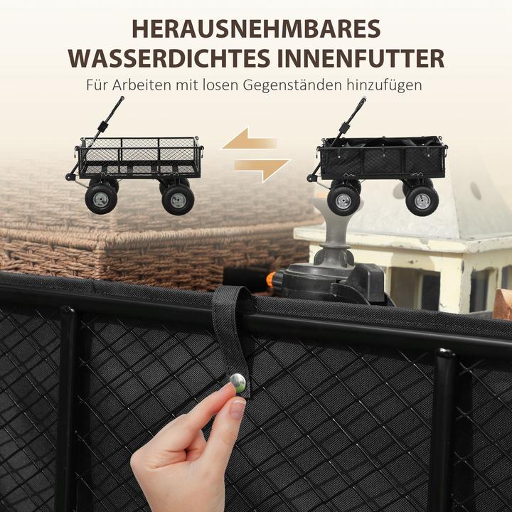 Produktbild Outsunny Gartenwagen Stahl, Oxfordstoff Schwarz