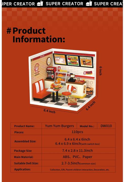 Actual product image Robotime Yum Yum Burgers