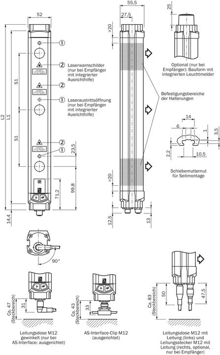 Actual product image Sick Multi-beam Si light barrier M40Z-025000TR0 A/P Stand. 2/500mm