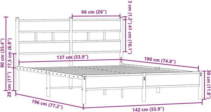 Image du produit vidaXL Bettgestell (137 x 190 cm)