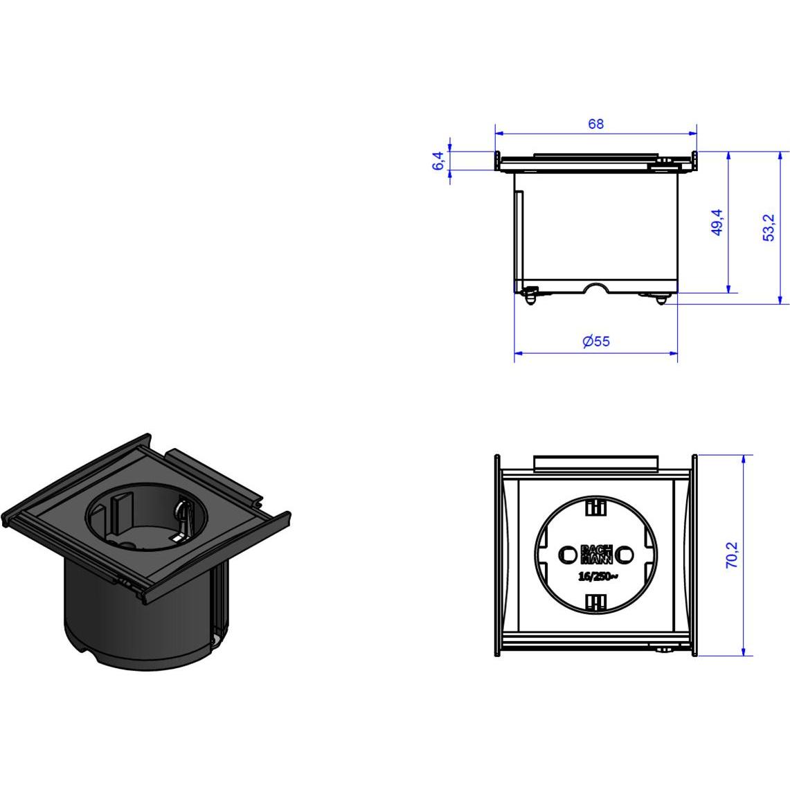 Bachmann, Steckdose, KAPSA XX-Small 1x Schutzkontakt Montagestecker