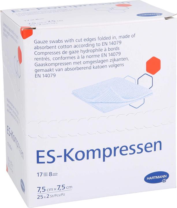 Actual product image Hartmann ES compresses 7.5 cm x 7.5 cm sterile, 50 pcs. compresses