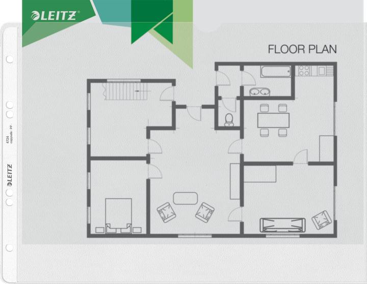 Image du produit Leitz Pochette, A4 paysage, PP, grainé, 0,12 mm ouverture en haut, indélébile, avec intérieur papier (A4, 1x)