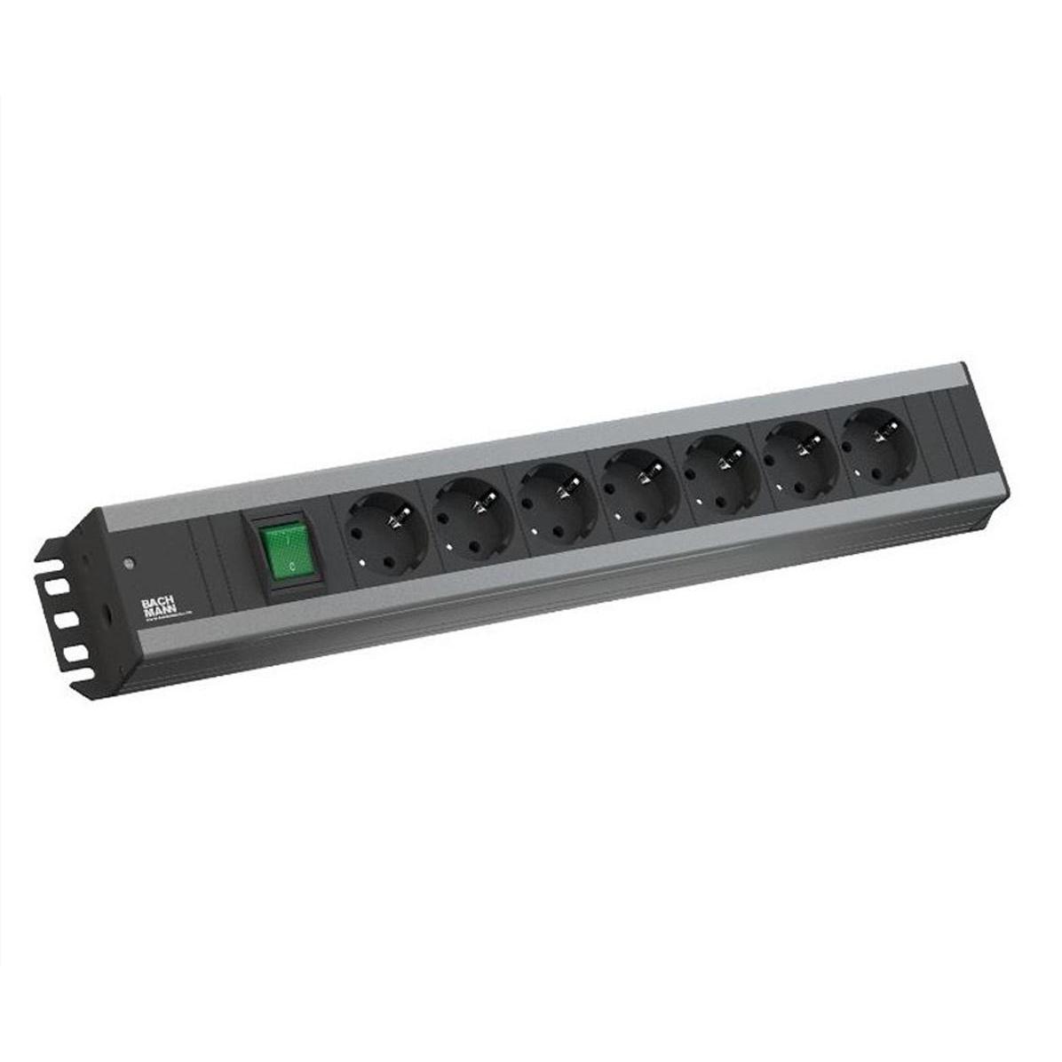 Bachmann, Steckdosenleiste, 300.007 Innenraum 7AC-Ausgänge 2m Schwarz (7 x, CEE 7/3, 2 m)