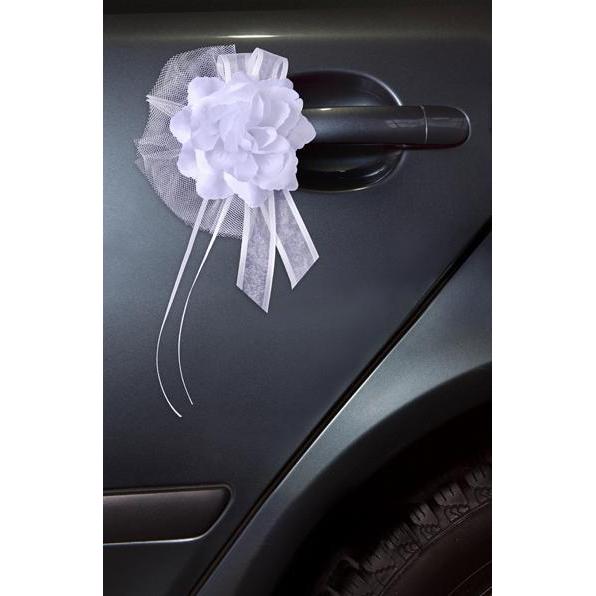Thumbnail - Partydeco Partyaccessoire Autodekoration Rose 14 cm, 4 Stk, Weiss