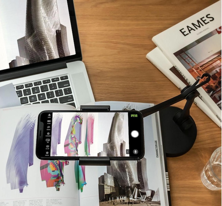 Actual product image Ipevo Uplift cell phone holder for visual communication and presentations