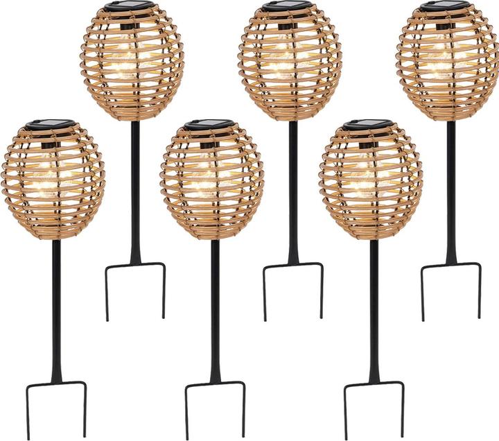 Produktbild H & S Collection 6er-Set Elegante Solar-Steckleuchte für Garten & Terrasse: Robuste LED Solarlampe mit Metallstab, Ra