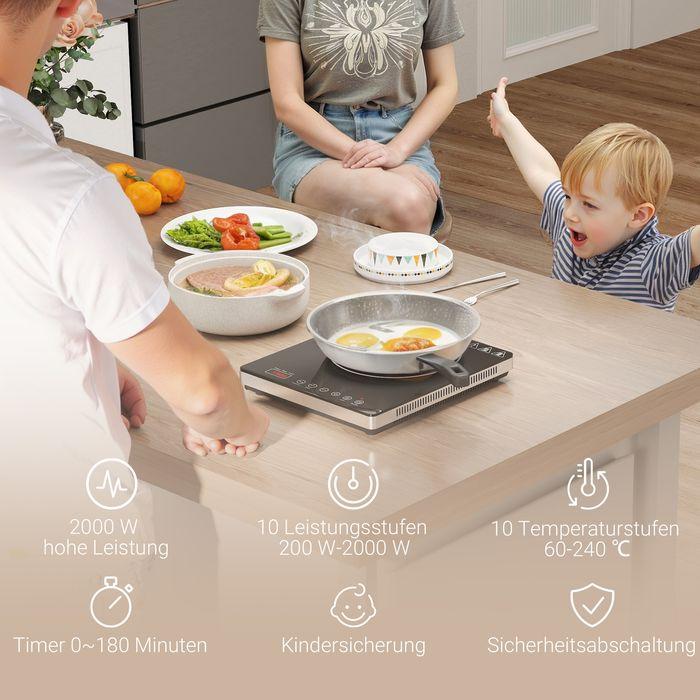 Produktbild Swisshandel24 Kochplatte, Induktionskocher mit 10-Stufen-Temperatur, Touchpanel, Schwarz