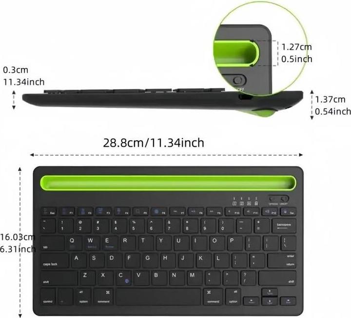 Actual product image PhoneLook Ultra-thin wireless Bluetooth 3.0 keyboard Android & iOS rechargeable USB & multi connection switch (Eng. Int., Wireless)
