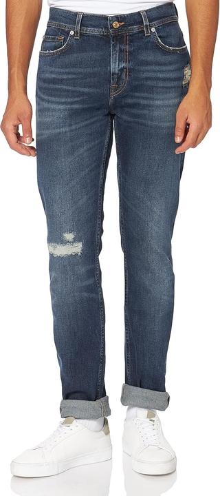 7 For All Mankind Ronnie Shook Up Blue Jeans, American Vintage Elevated Mid-Rise, Heavyweight Comfort (W28/L30)