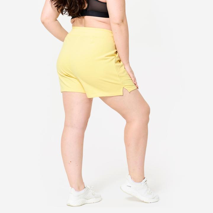 Produktbild Domyos Shorts Damen mit Tasche - pastellgelb (M)
