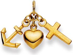 Actual product image Natsumi Schmuck Pendant Faith Love Hope Yellow Gold 18K/750 (750/18 K Yellow gold)