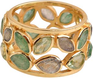 Immagine prodotto Natsumi Schmuck Anello in argento 925 placcato oro con gocce di quarzo (54, 925 Argento)