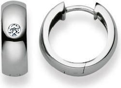 Image du produit Natsumi Schmuck Boucles d'oreilles à clapet or blanc 18 carats/750 Ø 14mm zirconium arrondi (Or blanc 750/18 K)