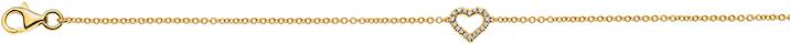 Immagine prodotto Natsumi Schmuck Bracciale con diamanti in oro giallo 18K/750 cuore con 18 diamanti (19 cm, Oro giallo 750/18 K Oro giallo)
