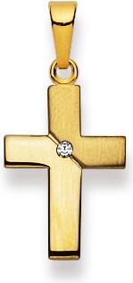 Image du produit Natsumi Schmuck Pendentif croix en or jaune 18K/750 mat/poli avec brillants (750/18 K Or jaune)