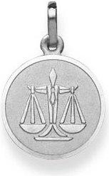 Immagine prodotto Natsumi Schmuck Ciondolo Zodiaco Bilancia in oro bianco 18K/750 rotondo con angelo (Oro bianco 750/18 K)
