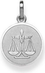 Immagine prodotto Natsumi Schmuck Ciondolo Zodiaco Bilancia in oro bianco 18K/750 rotondo con angelo (Oro bianco 750/18 K)