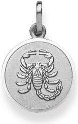 Image du produit Natsumi Schmuck Pendentif Signe du zodiaque Scorpion en or blanc 18K/750 rond avec ange (Or blanc 750/18 K)