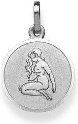 Immagine prodotto Natsumi Schmuck Ciondolo Zodiaco Vergine in oro bianco 18K/750 Rotondo con Angelo (Oro bianco 750/18 K)