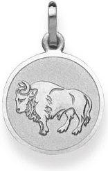 Image du produit Natsumi Schmuck Pendentif Signe du zodiaque Taureau en or blanc 18K/750 rond avec ange (Or blanc 750/18 K)