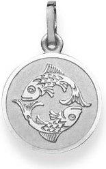 Image du produit Natsumi Schmuck Pendentif Signe du zodiaque Poissons or blanc 18K/750 rond avec ange (Or blanc 750/18 K)