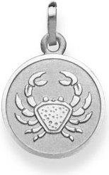 Image du produit Natsumi Schmuck Pendentif Signe du zodiaque Cancer en or blanc 18K/750 rond avec ange (Or blanc 750/18 K)