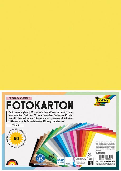 Produktbild Folia Fotokarton, DIN A4, 300 g/qm, 25 Farben sortiert (300 g/m², 50 x)